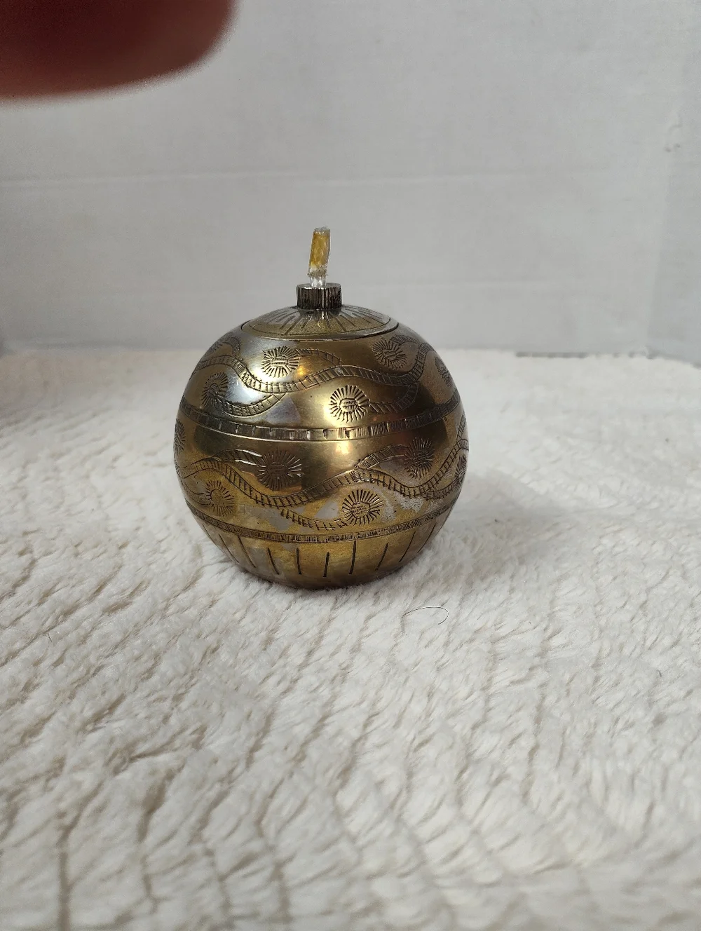Rare West Elm Etched Metal Globe Ornament - Vintage Inspired Brass Tarnish